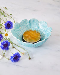 Bordallo Pinheiro Anemone Flower Bowl, Sky Blue