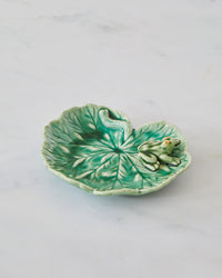 Bordallo Pinheiro Geranium Leaf Dish With Frog