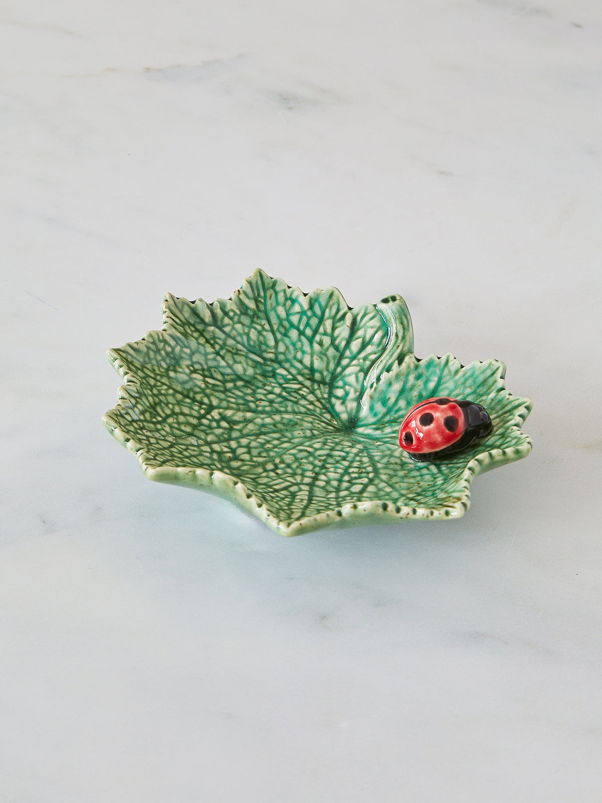 Bordallo Pinheiro Vine Leaf Dish With Ladybird