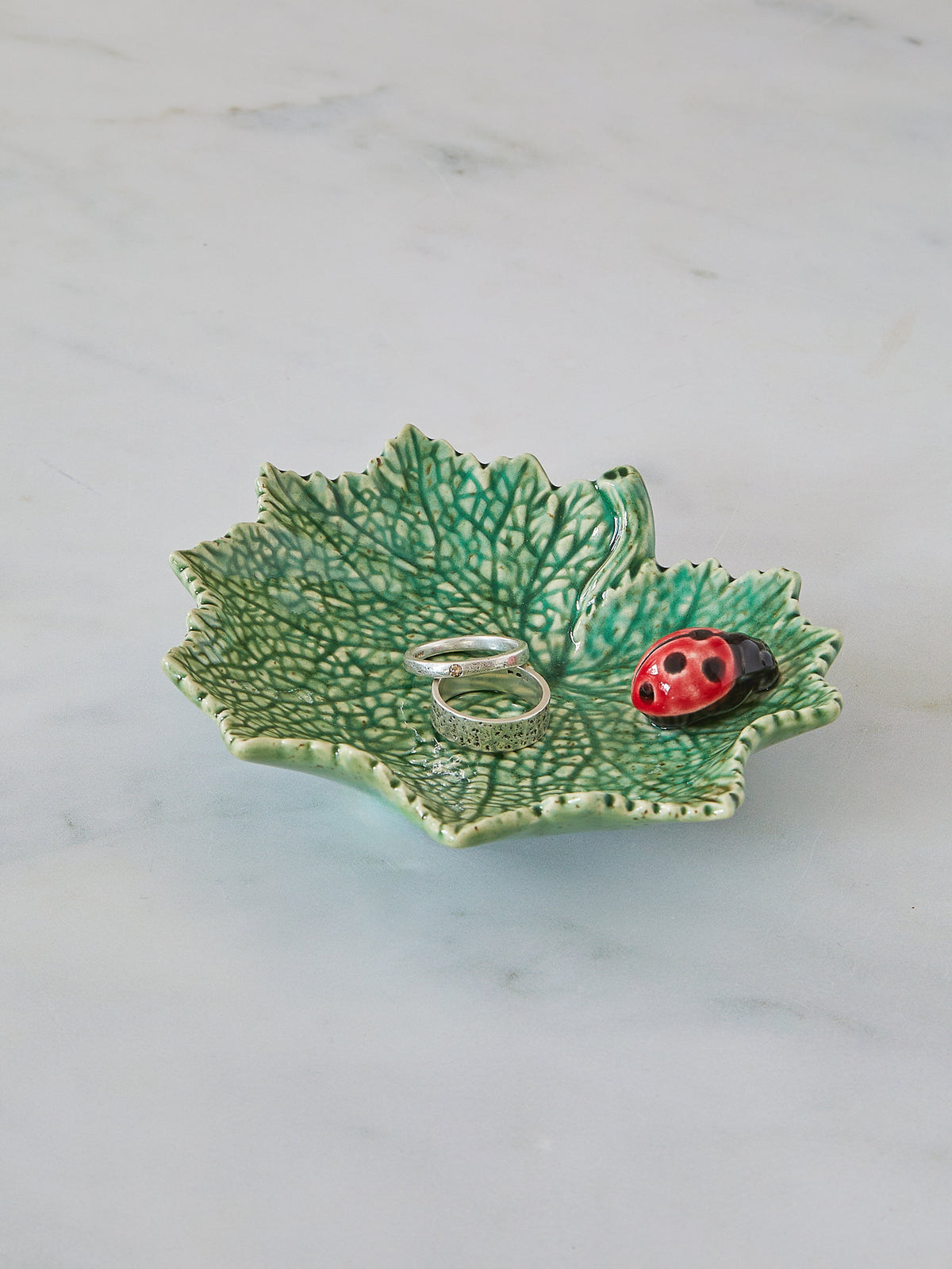 Bordallo Pinheiro Vine Leaf Dish With Ladybird