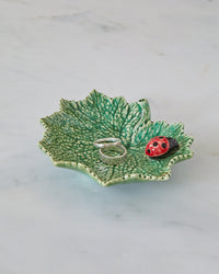 Bordallo Pinheiro Vine Leaf Dish With Ladybird