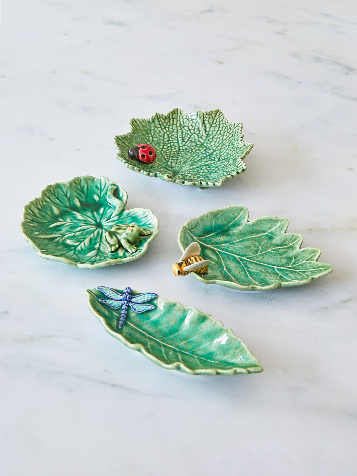 Bordallo Pinheiro Geranium Leaf Dish With Frog