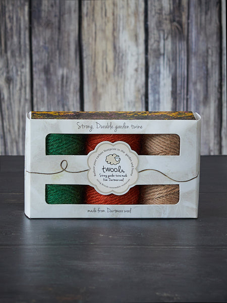 Twool Sustainable Wool Garden Twine Gift Box, Green/Rust/Mink