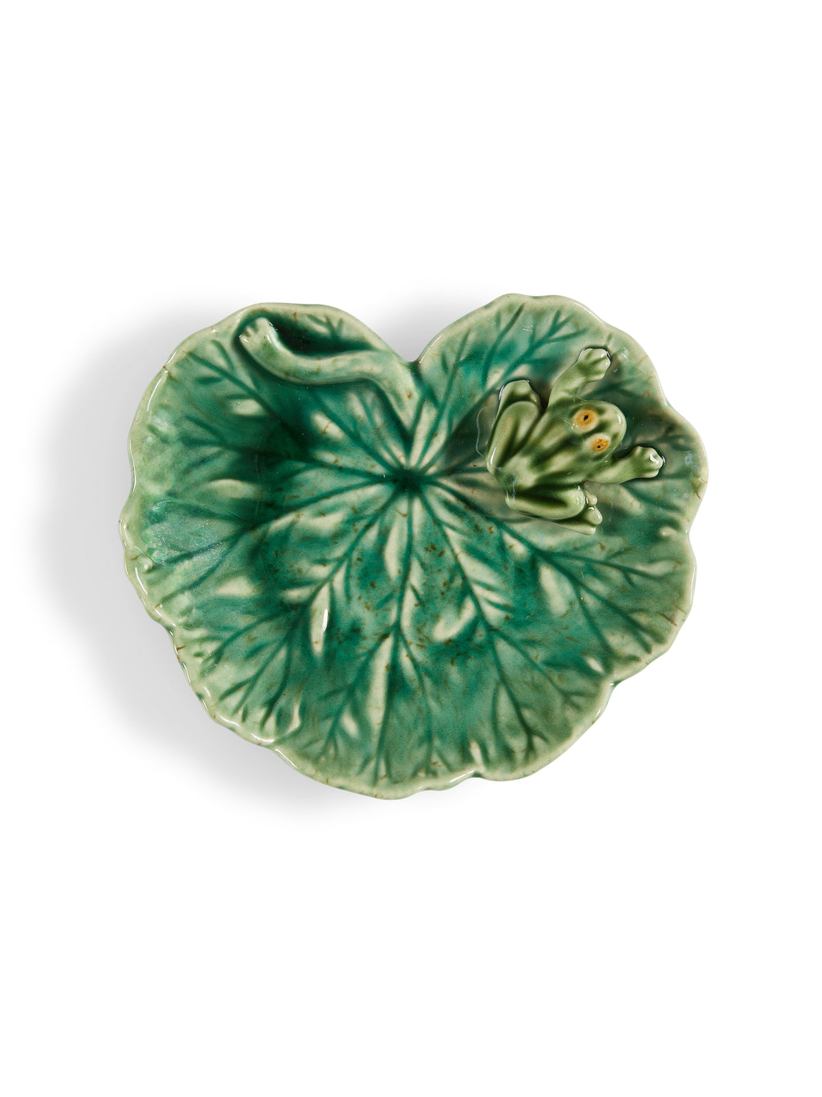 Bordallo Pinheiro Geranium Leaf Dish With Frog