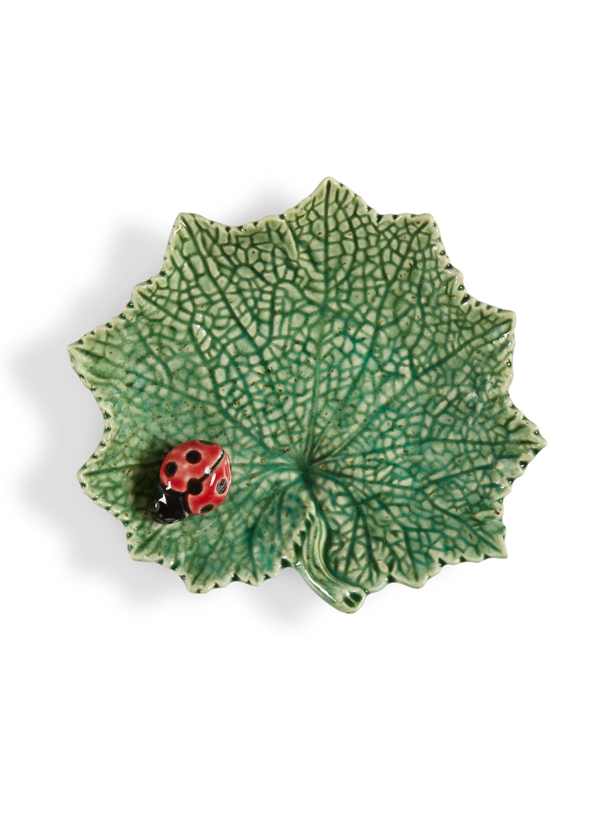 Bordallo Pinheiro Vine Leaf Dish With Ladybird