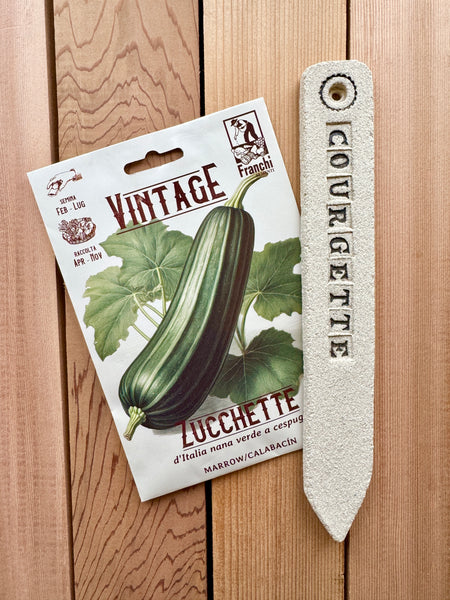 Heritage Seed And Stoneware Plant Label Set, Courgette