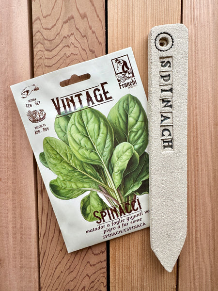 Heritage Seed And Stoneware Plant Label Set, Spinach