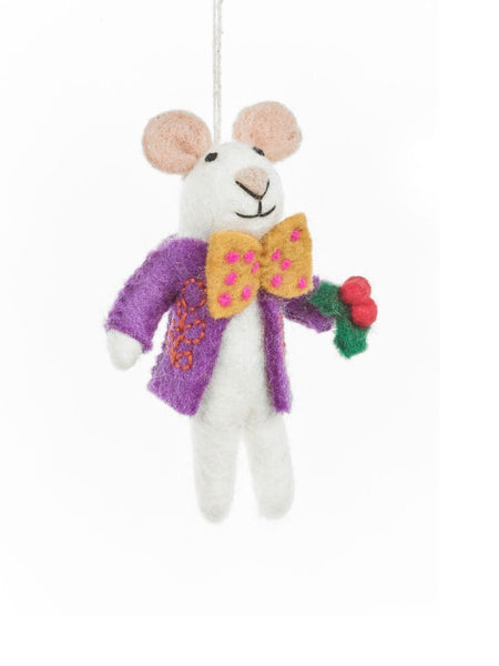 Jingle Whiskers Mouse Handmade Felt Christmas Decoration