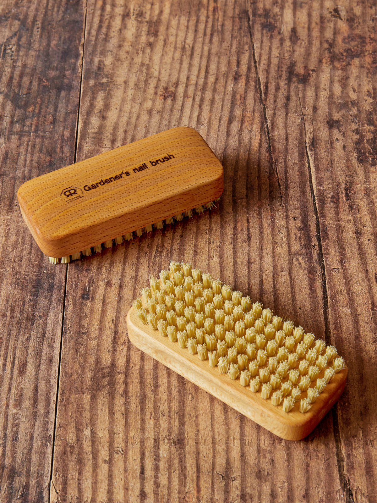 Beech wood and natural bristle nail brush for gardeners